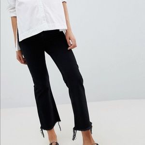 Asos black side panel maternity  cropped jeans